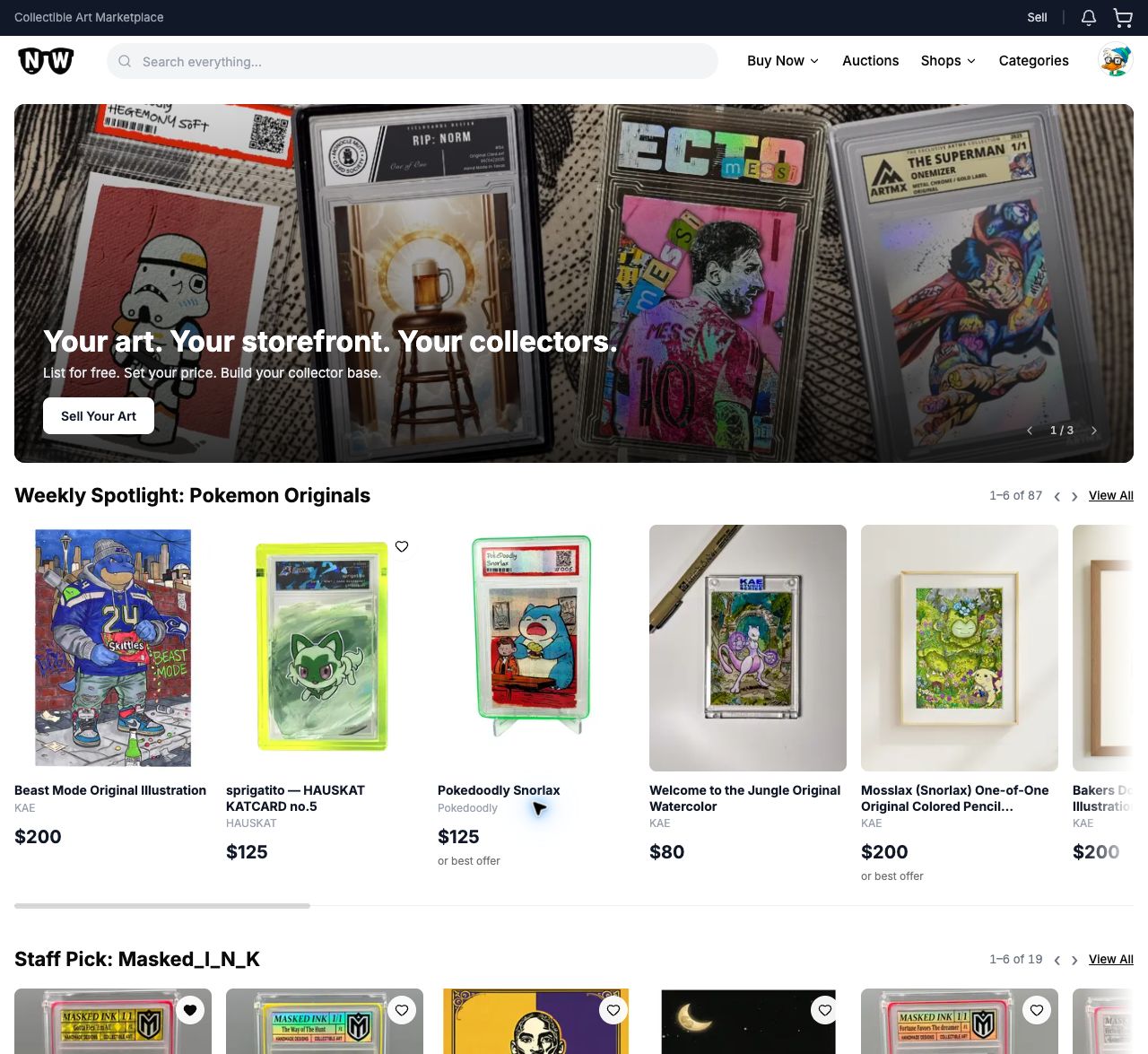 Nerdworth marketplace homepage